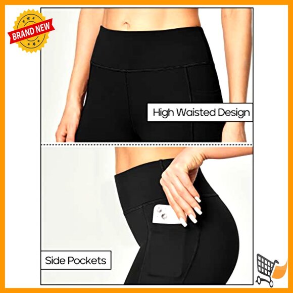 Wide Leg Yoga Pants with Pockets, Bootcut Flare Leggings, 30/32 Inseam - Picture 4 of 6